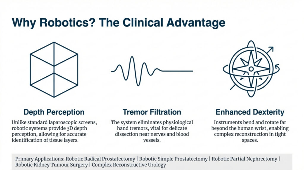Robotic surgery has transformed the field of modern urology by making complex procedures safer, more precise, and significantly less invasive. In recent years, robotic urology has become a preferred option for treating kidney tumors, prostate enlargement, prostate cancer, and other advanced urinary tract disorders. In Bihar, where urological diseases are often diagnosed late due to limited awareness and access, advanced robotic care is becoming increasingly important. Specialists like Dr. Zaheen Khan, Urologist and Robotic Surgeon, are bringing world-class robotic urology techniques to patients in Purnia and surrounding districts. Robotic urology offers multiple benefits over traditional open surgery, especially for kidney and prostate diseases.