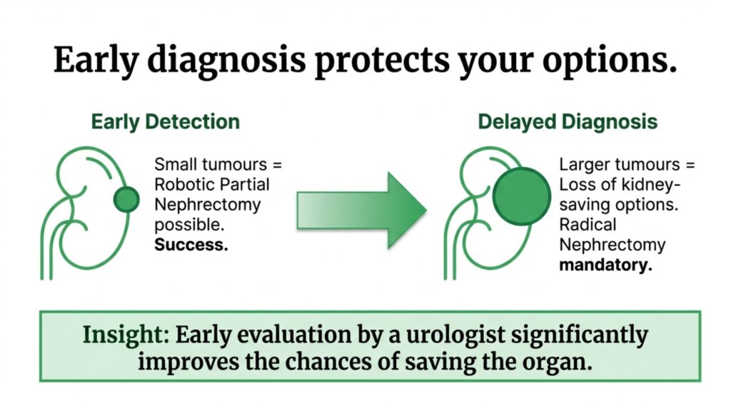 Robotic partial nephrectomy and radical nephrectomy are both important kidney cancer surgeries. The key difference is: Partial nephrectomy saves the kidney Radical nephrectomy removes the kidney when necessary Modern robotic surgery has made kidney-sparing treatment safer, more precise, and widely preferred for many patients with early kidney tumors. The best approach depends on careful imaging, expert surgical judgment, and individualized patient care.