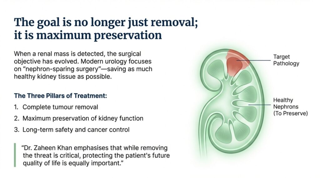 Robotic partial nephrectomy and radical nephrectomy are both important kidney cancer surgeries. The key difference is: Partial nephrectomy saves the kidney Radical nephrectomy removes the kidney when necessary Modern robotic surgery has made kidney-sparing treatment safer, more precise, and widely preferred for many patients with early kidney tumors. The best approach depends on careful imaging, expert surgical judgment, and individualized patient care.