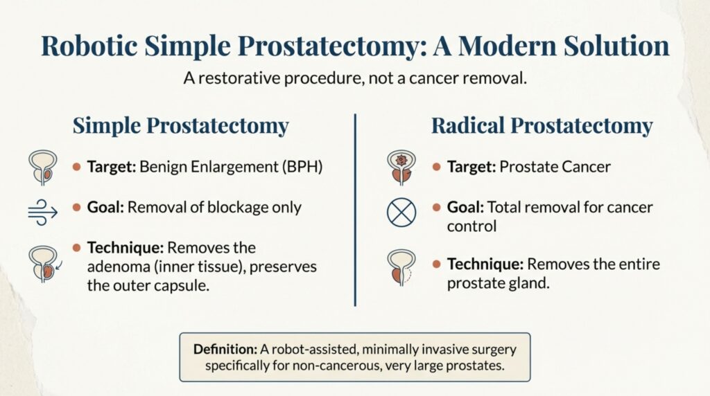 Robotic simple prostatectomy is an advanced surgical treatment for severe enlarged prostate (BPH). Dr Zaheen Khan, experienced Urologist and Robotic surgeon in Purnea, Bihar.