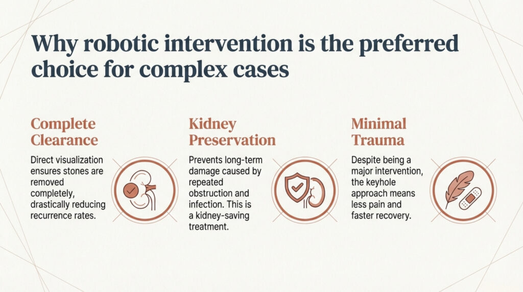 Kidney stones are one of the most common urological problems in India. While many stones can be treated with medicines, laser procedures, or PCNL, some patients develop complex kidney stones that cannot be safely removed using routine methods. Large stones, recurrent stones, anatomical abnormalities, or previously failed surgeries make treatment challenging. In such situations, modern technology plays a crucial role. According to Dr. Zaheen Khan, Urologist & Robotic Surgeon, robotic assistance has become an advanced option for selected difficult kidney stone cases, helping remove stones completely while preserving kidney function.