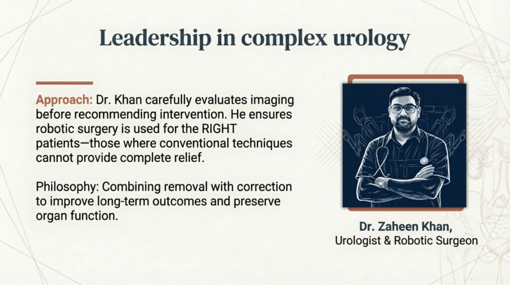 Kidney stones are one of the most common urological problems in India. While many stones can be treated with medicines, laser procedures, or PCNL, some patients develop complex kidney stones that cannot be safely removed using routine methods. Large stones, recurrent stones, anatomical abnormalities, or previously failed surgeries make treatment challenging. In such situations, modern technology plays a crucial role. According to Dr. Zaheen Khan, Urologist & Robotic Surgeon, robotic assistance has become an advanced option for selected difficult kidney stone cases, helping remove stones completely while preserving kidney function.